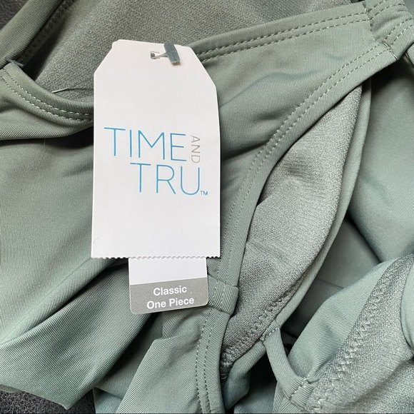 One Piece Bathing Suit Sexy Plunging Neck Tie-Back Swimsuit Olive Green Large - Picture 5 of 10